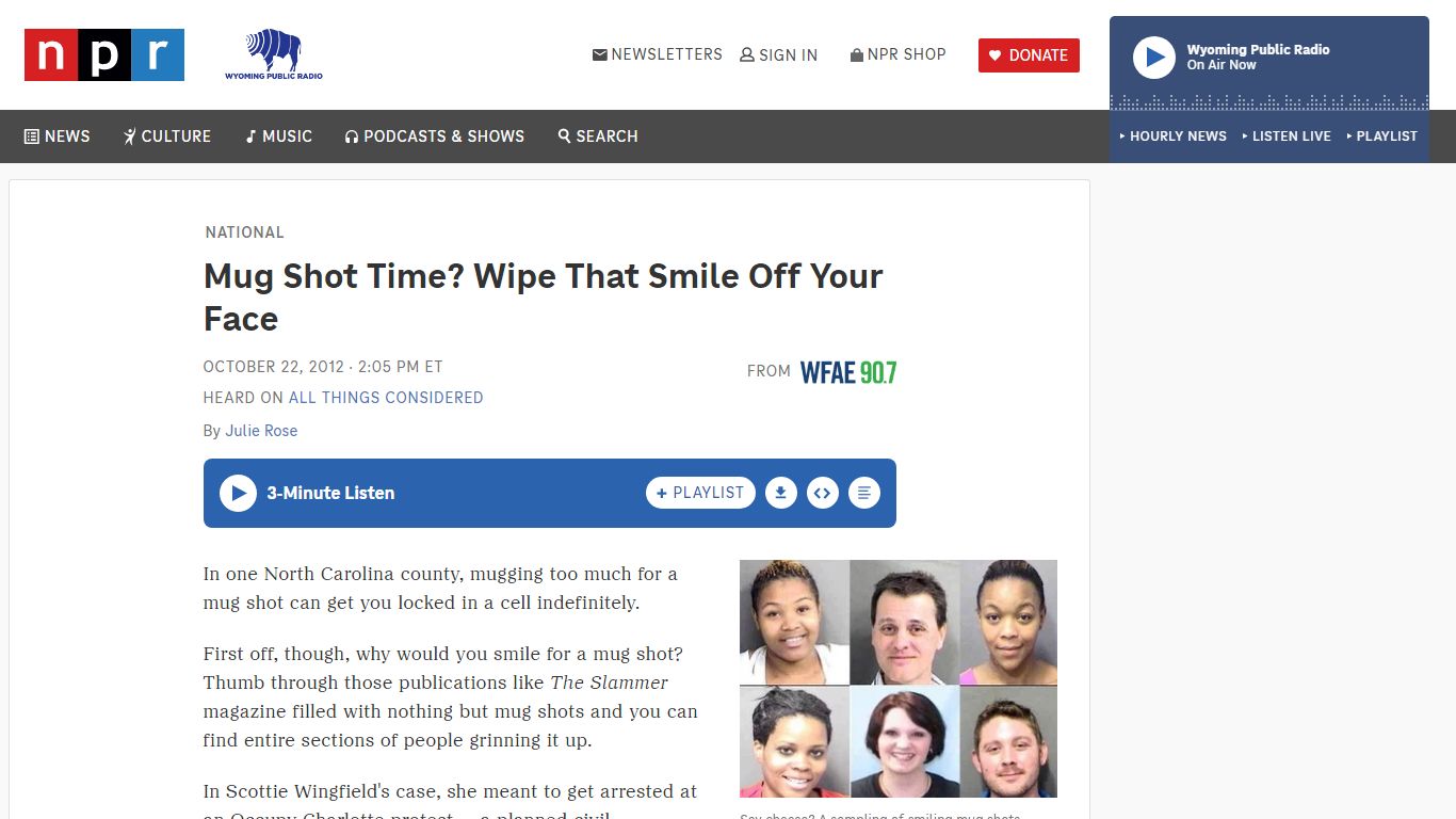 Mug Shot Time? Wipe That Smile Off Your Face : NPR